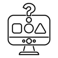 Online test with question mark showing multiple choice answers on computer screen vector