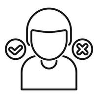 Person choosing between right and wrong decisions vector