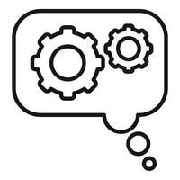 Thought process with gears working inside a speech bubble vector