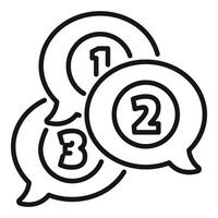 Three speech bubbles showing numbers one two three representing communication strategy vector