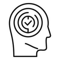 Human head profile showing time management with check mark icon vector