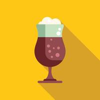 Glass of dark beer with foam on yellow background vector
