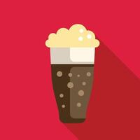 Tall glass of dark beer with foam is standing on red background vector