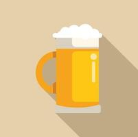 Overflowing beer mug casting long shadow on tan background vector