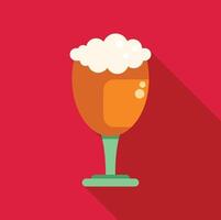 Glass of beer with foam overflowing on red background vector