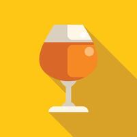 Glass of cognac standing on yellow background with long shadow vector