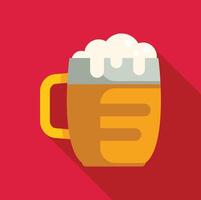 Glass of beer with foam overflowing on red background vector