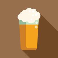 Tall glass of lager beer with foam is standing on the bar counter vector