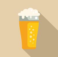 Glass of beer with foam overflowing on beige background vector