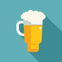 Glass of beer with foam overflowing refreshing beverage vector