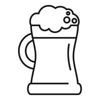 Foamy beer is overflowing from tall glass with handle vector