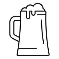 Tall glass of beer with foam overflowing simple line icon vector