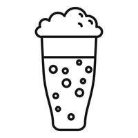 Glass of lager beer with foam is overflowing with bubbles vector