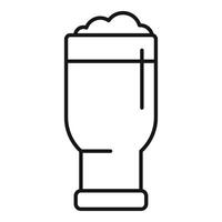 Glass of beer with foam minimalistic line art icon vector