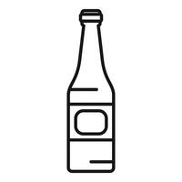 Closed bottle of beer with blank label minimalist outline icon vector