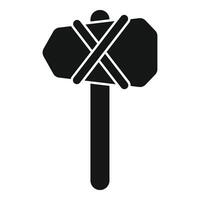 Prehistoric stone hammer tied with rope to wooden handle vector