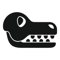 Black and white icon of an alligator skull fossil vector
