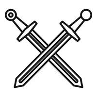 Two crossed swords forming an x shape are representing duel or combat vector