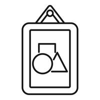 Picture frame hanging on wall with abstract geometric shapes drawing vector