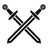 Simple icon of two crossed swords forming an x shape vector