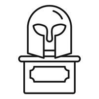 Spartan helmet standing on a pedestal with an empty plate for a text vector