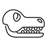 Archeology fossil showing skull of extinct crocodile like reptile vector