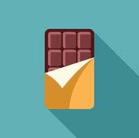 Delicious chocolate bar partially wrapped in foil is being opened vector