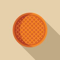 Round waffle casting long shadow on solid background vector
