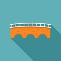 Old stone arch bridge connecting two sides flat design icon vector