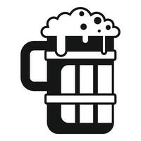 Large beer glass with foam overflowing simple icon vector