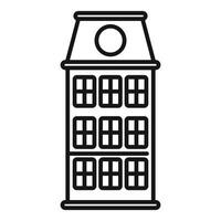 Traditional dutch building facade drawing with three rows of windows vector