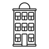 Three storey building with attic and round roof window is standing on white background vector