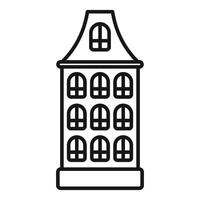 Three story building with arched windows line art drawing vector