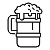 Big mug of beer with foam overflowing is standing on bar counter vector
