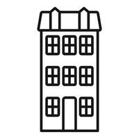 Three storey building with windows and doorway vector
