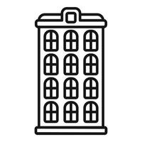 Tall building with arched windows facade line art drawing vector