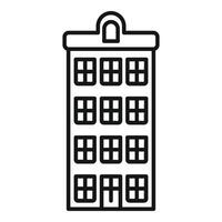 Tall building with many windows line art drawing vector