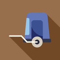 Blue pet trailer with one wheel standing on brown background vector