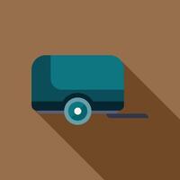 Small trailer for camping is standing in the shade of a tree vector