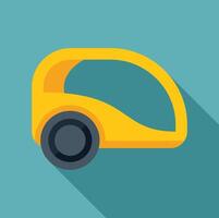 Yellow autonomous shuttle moving on turquoise background vector