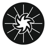 Black and white round icon with rotating camera shutter vector