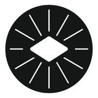 Round button icon showing a square surrounded by lines vector