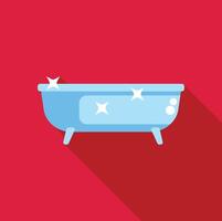 Clean bathtub is sparkling on a red background vector