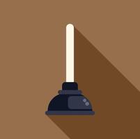 Plunger with long handle casting shadow on brown background vector