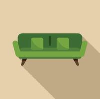 Green sofa with pillows standing in empty room vector