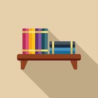 Wooden shelf holding a stack of colorful books for studying vector