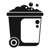 Full mobile garbage container with soap bubbles is overflowing vector