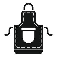 Black kitchen apron with pocket icon, simple style vector