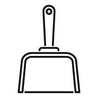 Dustpan with wooden handle for cleaning up messes line icon vector
