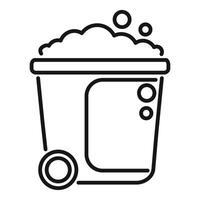 Full mobile garbage container with wheels for street cleaning service vector